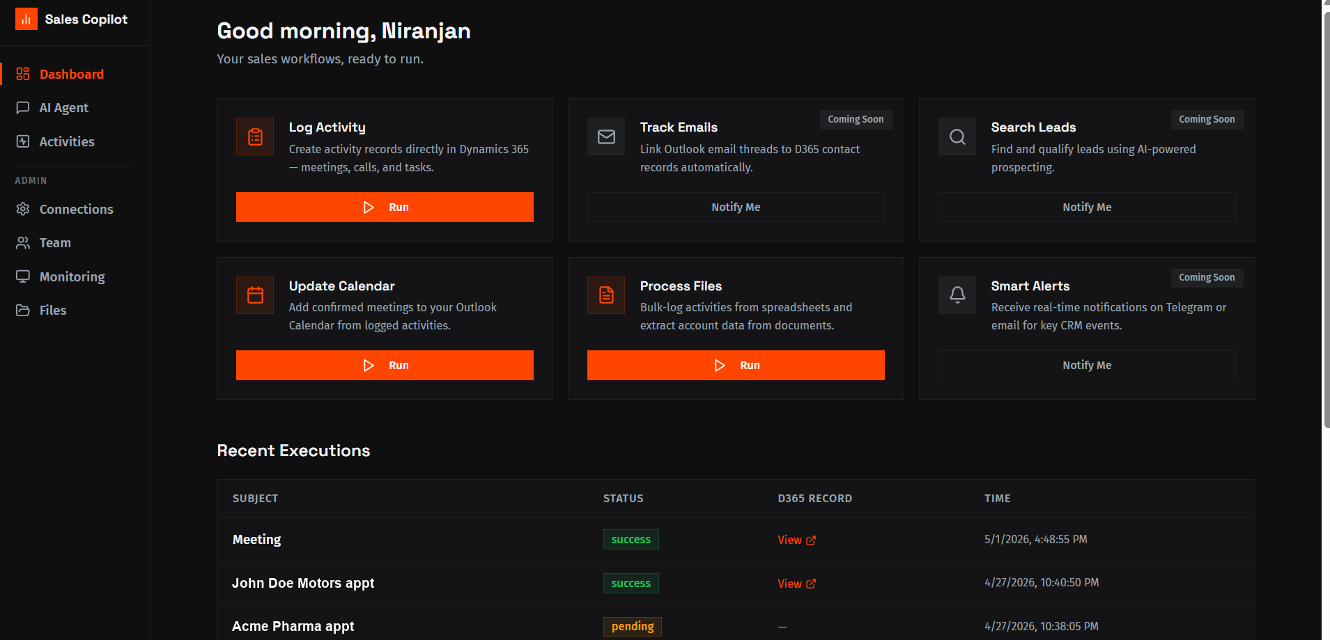 Loop Copilot · AI CRM Copilot · screen 1 screen